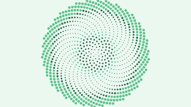 Green spiral of dots swirling like a sunflower seamless loop