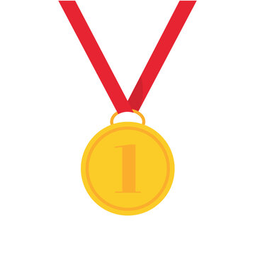 1st place award gold medal vector icon.
