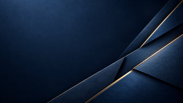 3d render abstract dark blue luxury background with gold lines and geometric shapes