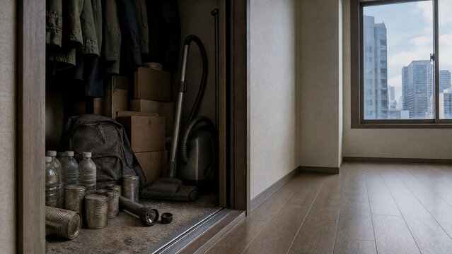 Neglected emergency supplies in a closet