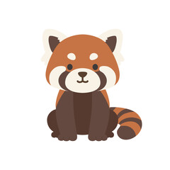 Fototapeta premium お座りしたかわいいレッサーパンダのキャラクターイラスト