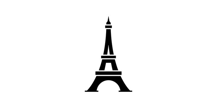 Eiffel tower black icon for paris travel and landmark symbol.