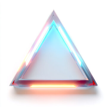 Futuristic glowing neon triangle frame with abstract geometric light effect 3D rendered