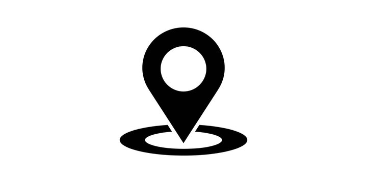 Location pin icon for map and navigation on transparent background.