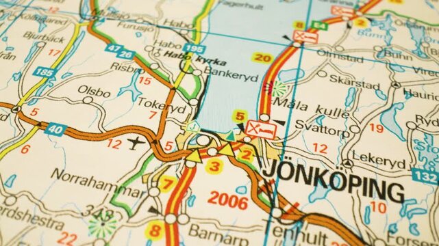 J&ouml;nk&ouml;ping, Sweden &ndash; roads and regional connections, smooth map movement