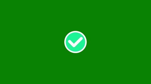 Green checkmark circle icon loop on green background for approval and task completion concept