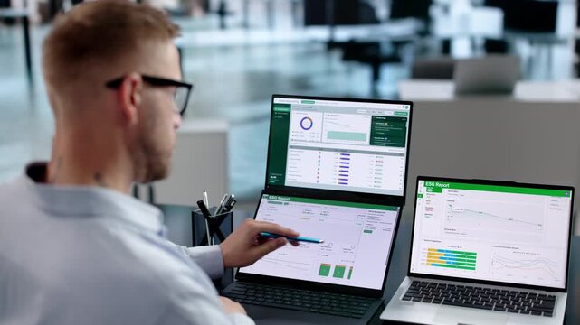 Corporate Analyst Reviews ESG Dashboard Data