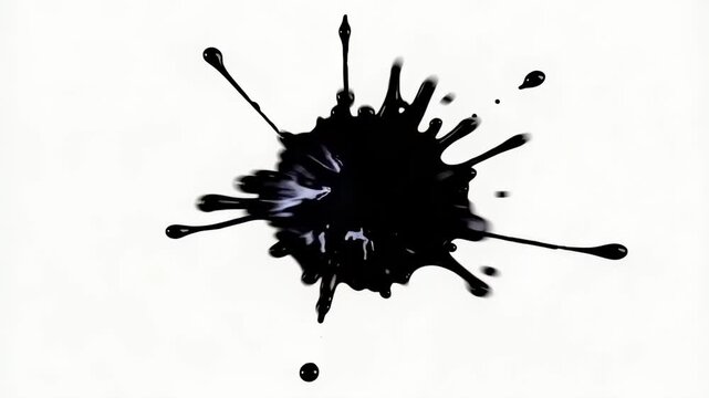 Black Ink Spreading Symmetrically on White Surface