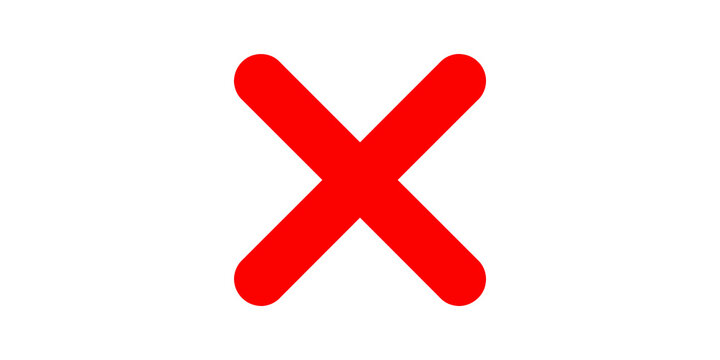 Red cross symbol indicating error or denial flat icon.