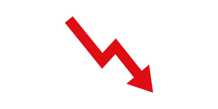 Red downward arrow symbol indicating financial loss or decline.