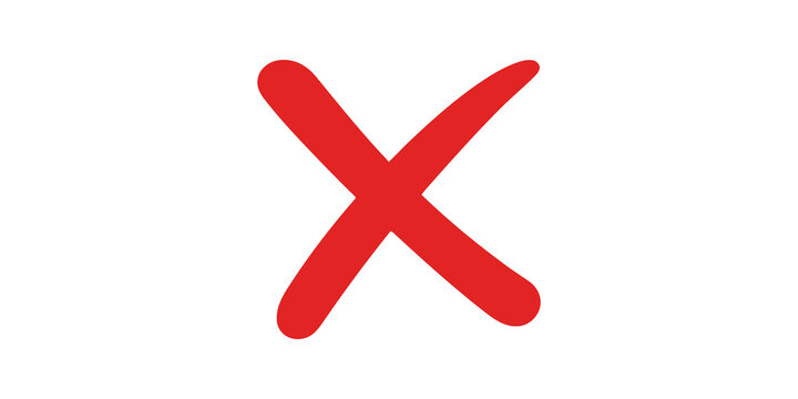Red cross drawn with brush on transparent background.