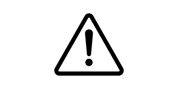 Warning sign with exclamation mark in black on transparent grid background.