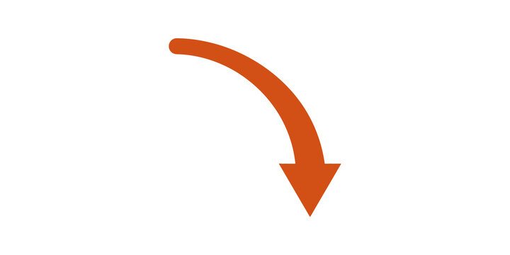 Orange downward curved arrow indicating decline or direction.