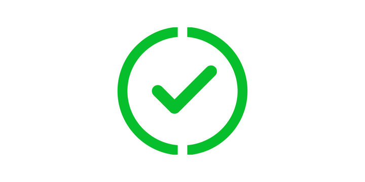 Green check mark in a dashed circle icon for success.