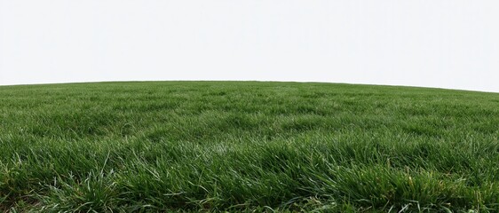 Fototapeta premium Neatly trimmed green lawn stretching across a flat expanse under an overcast sky