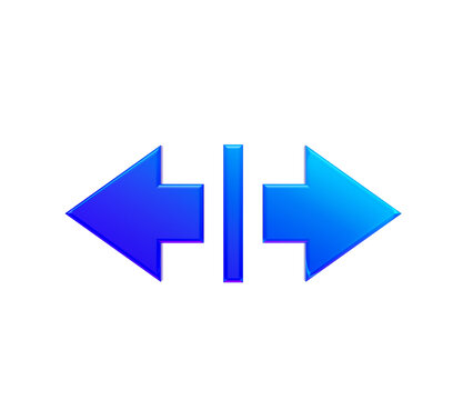 Vibrant blue arrows symbolizing expansion, resize, or full screen interface., 3d illustration