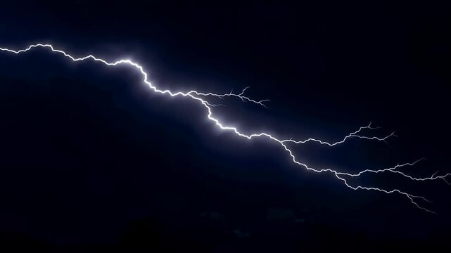 Large Lightning Bolt Striking Across Dark Sky