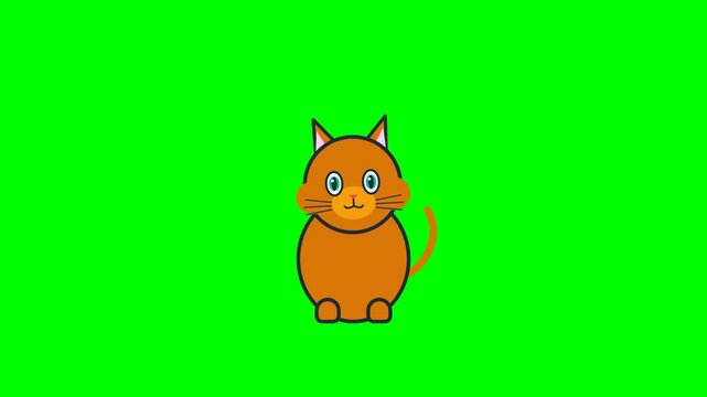 Professional  motion graphic featuring an elegant domestic cat with smooth breathing, tail wagging, ear twitching, blinking, and subtle head movement over 