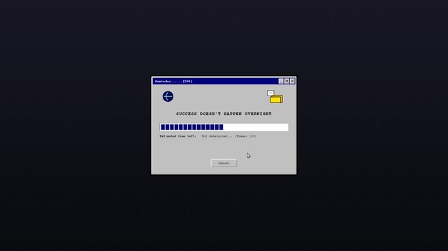 Retro Computer Loading Screen with Success Message
