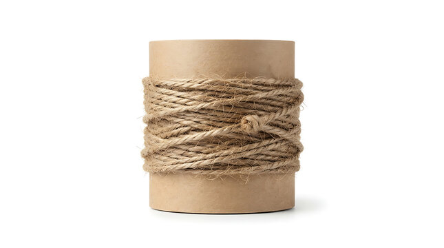 Natural jute garden twine spool isolated on transparent background