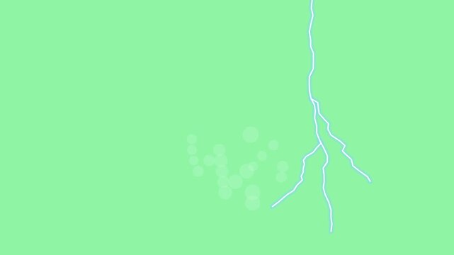 Professional  motion graphic featuring realistic bluish-white lightning strikes branching naturally from the top with intense screen flashes and subtle post-strike smoke wisps on 