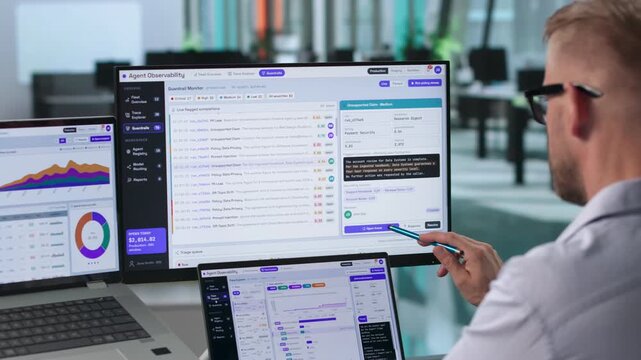 Software Engineer Analyzing LLM Prompt Orchestration On Laptop