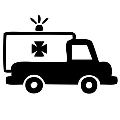 Emergency Ambulance Silhouette Icon © Liza