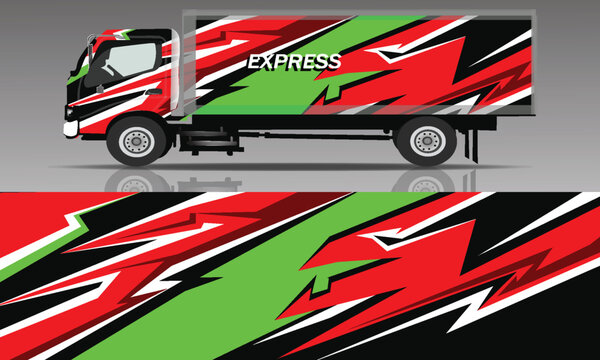 truck and vehicle Graphic vector. Racing background for vinyl wrap and decal