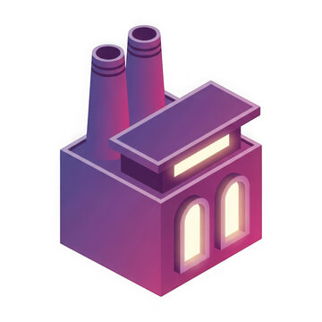 Isometric factory building vector illustration isolated on transparent