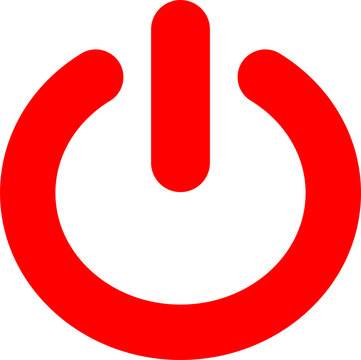 Red power off button icon symbol for turn off isolated on transparent background