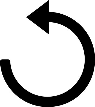 Black circular refresh or reload arrow icon symbol isolated on transparent background