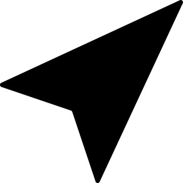 Black navigation cursor arrow pointer icon symbol isolated on transparent background