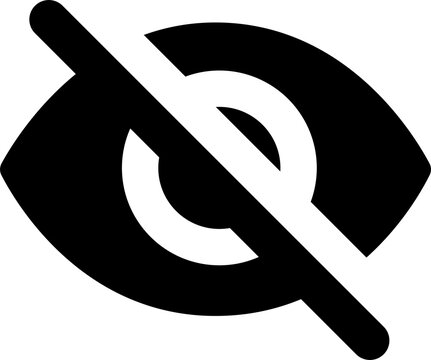 Hide password or private eye slash icon symbol isolated on transparent background