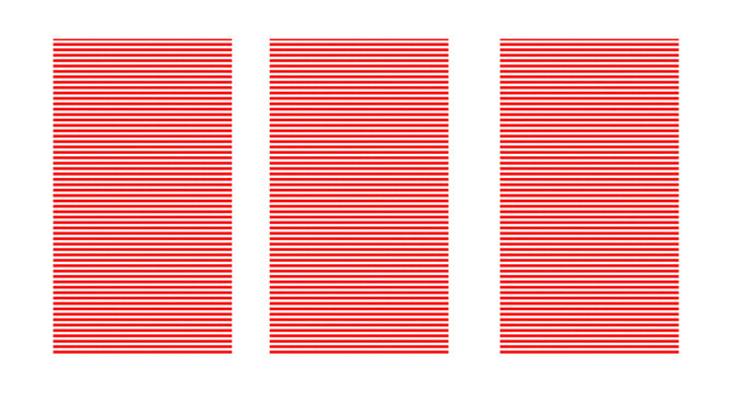 Three rectangular blocks with horizontal red and white stripes isolated on transparent background
