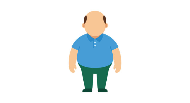 Illustration of a stout man with a bald head against a white background