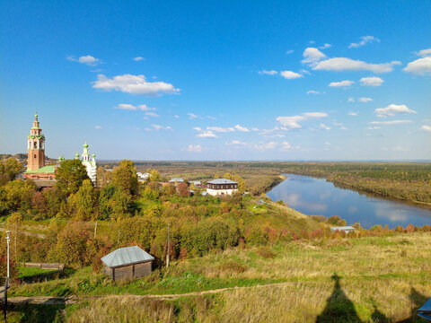 Panoramic view of the old town of Cherdyn, Russia