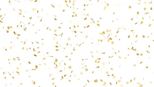 Golden Confetti Falling Slowly Against a Blank White Background