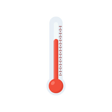 Vertical mercury thermometer with red scale indicator vector design for medical checkup infographics weather temperature monitoring and clinical health visuals.