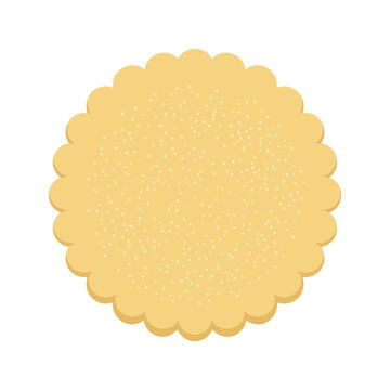 Round yellow sugar cookie with scalloped edges and fine granulated topping for bakery menu designs and sweet snack food advertisement graphic resources.