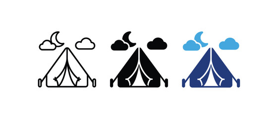 Camping tent night moon outdoor nature icon vector set    © Nabil