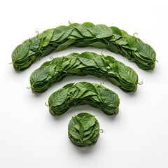 Fototapeta premium Wifi Icon Made With Leaf 