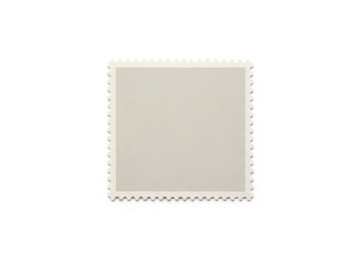 Blank white square postage stamp with perforated edges