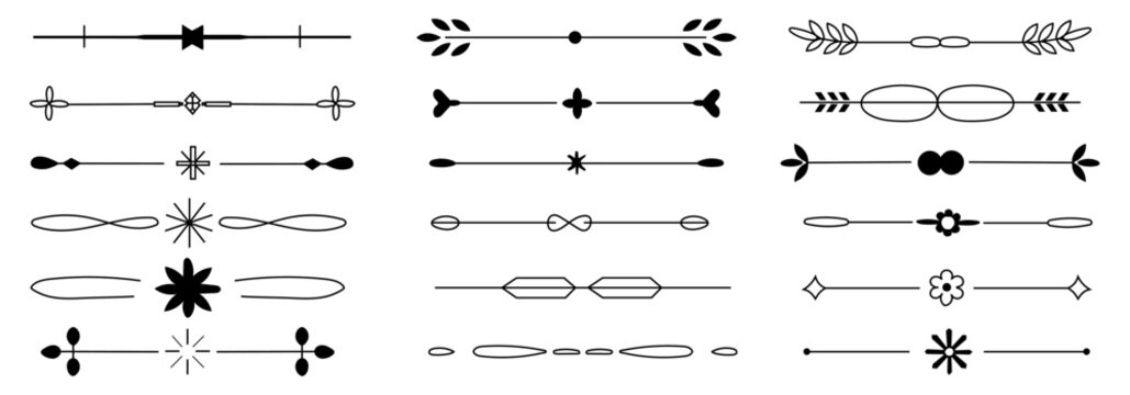 decorative divider vector floral leaf arrow flower star oval line border collection