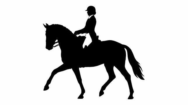Horse silhouette vector with equestrian rider