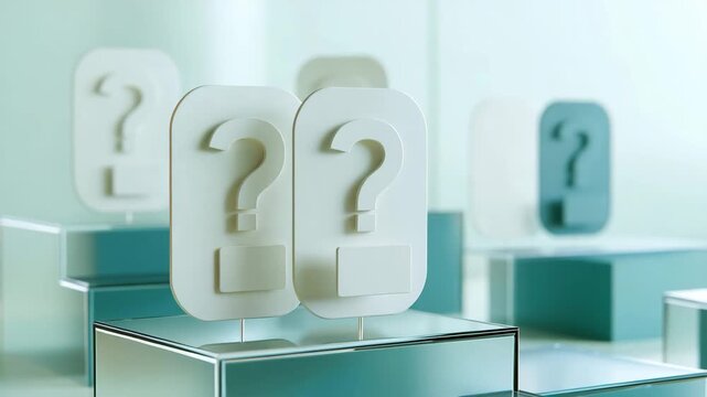 Question And Answer Library Concept With Question And Answer Cards On Acrylic Shelves