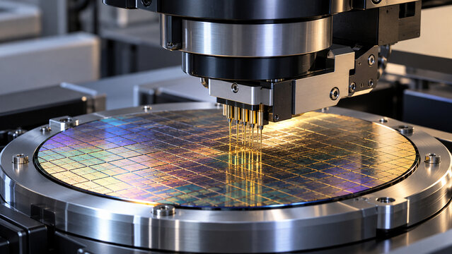 Semiconductor wafer probing concept illustration
