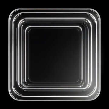 Shiny metallic rounded square frame with glowing neon light effect