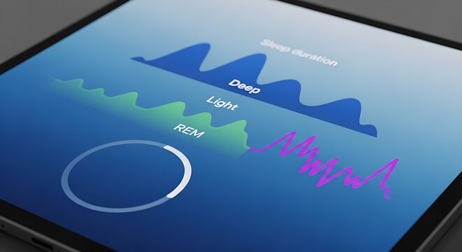 Digital Sleep Cycle Tracking Interface on Tablet Screen
