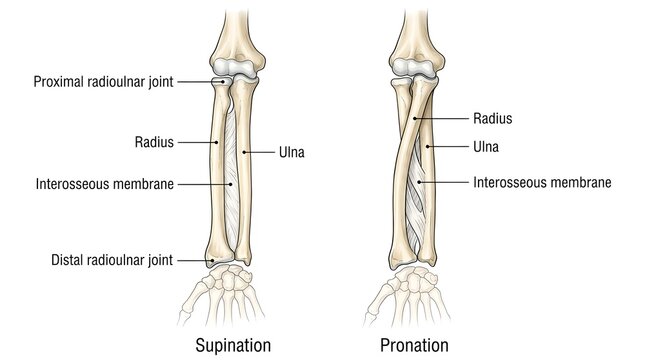 Anatomical comparison of supination and pronation movements of the human forearm