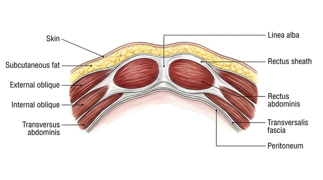 Transverse section of the abdominal wall musculature including rectus abdominis